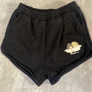 Fiorucci Black Angel Shorts Size M Women’s Made in Italy Graphic Logo